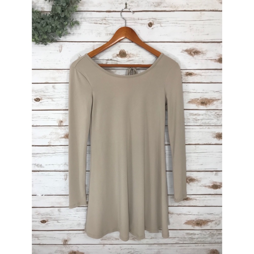 TIE BACK BEIGE MINI DRESS SIZE SMALL